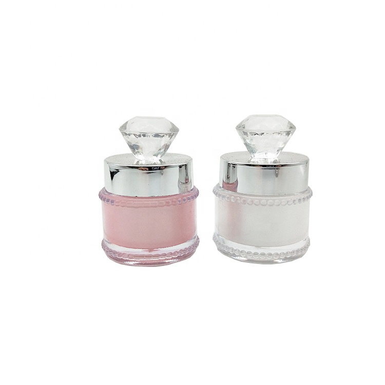 empty cosmetic nail polish powder container 5g 10g double wall plastic cream jar with diamond crown lid