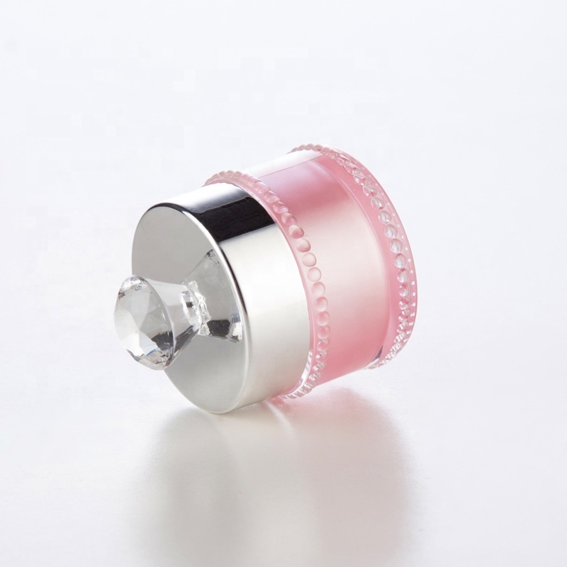 empty cosmetic nail polish powder container 5g 10g double wall plastic cream jar with diamond crown lid