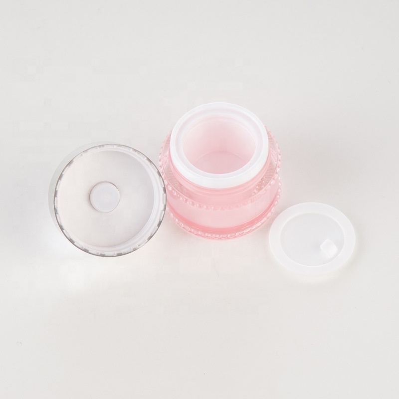 empty cosmetic nail polish powder container 5g 10g double wall plastic cream jar with diamond crown lid
