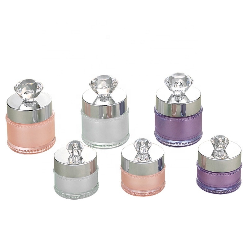 empty cosmetic nail polish powder container 5g 10g double wall plastic cream jar with diamond crown lid