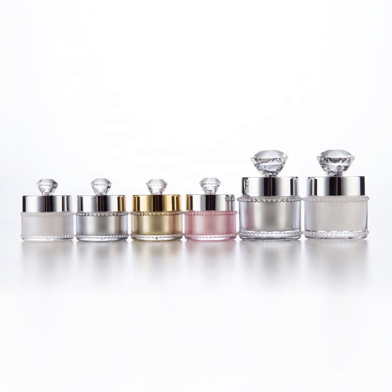 empty cosmetic nail polish powder container 5g 10g double wall plastic cream jar with diamond crown lid