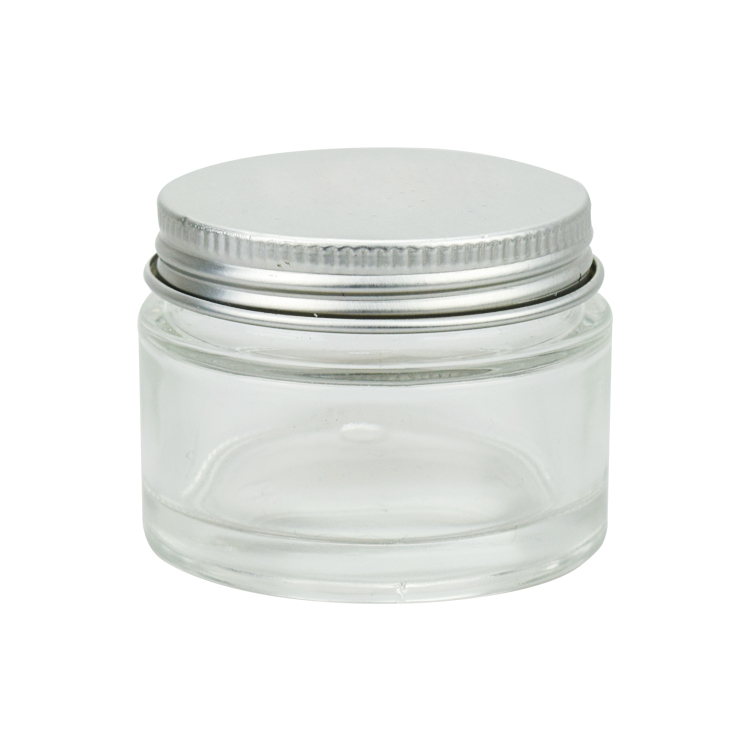empty cosmetic package skin care 50g clear glass cream jar with aluminum lid