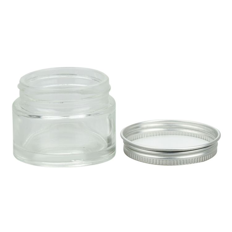 empty cosmetic package skin care 50g clear glass cream jar with aluminum lid