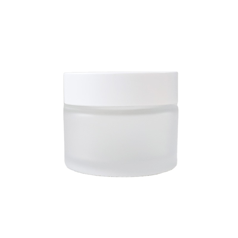 empty cosmetic packaging container skin care face cream eye gel 15ml 30ml 50ml white lid clear frosted glass jar