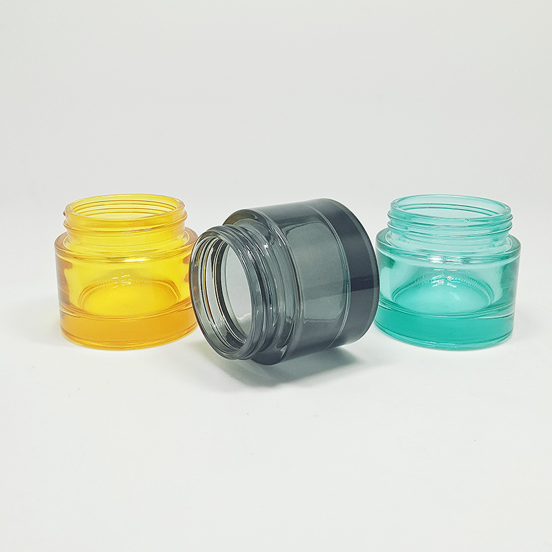 empty cosmetic packaging container skin care face cream eye gel 15ml 30ml 50ml white lid clear frosted glass jar