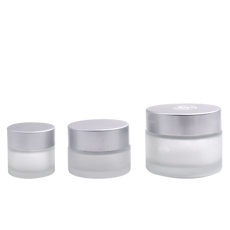 empty cosmetic packaging glass cream jar 15ml 20ml 30ml 50ml 100ml frosted glass jars with silver lids