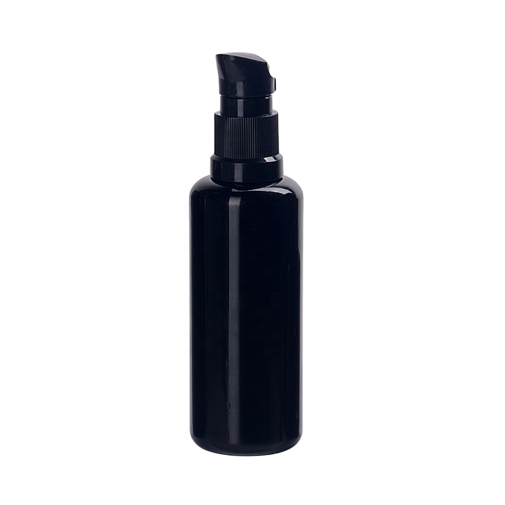 empty cosmetic packaging violet black optical glass bottle 50ml essential oil dispenser