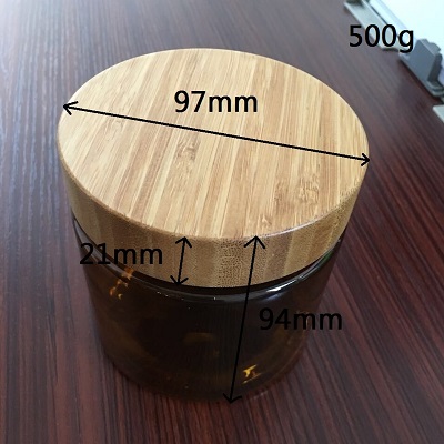empty cosmetic packing container 50ml 150ml 250ml 500ml amber plastic jar with bamboo lid