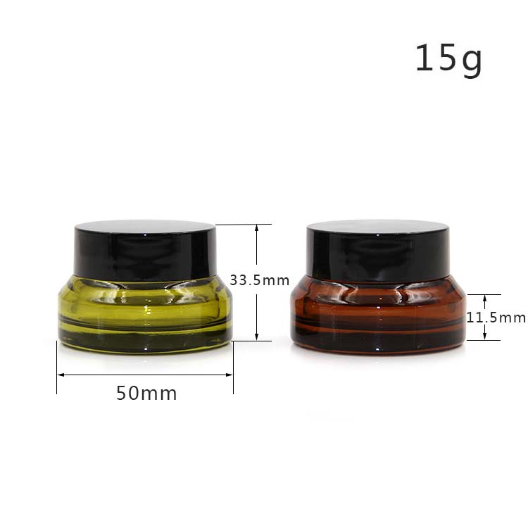 empty cosmetics cream ember glass jar with black crew cup