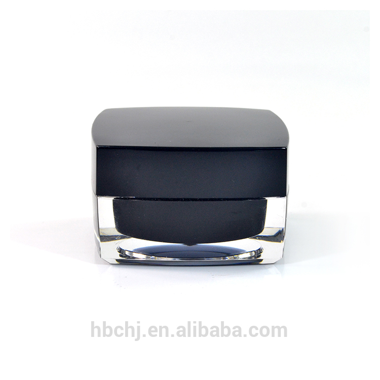 empty double wall cosmetic cream container black square acrylic plastic jar 5g 10g 15g 30g 50g