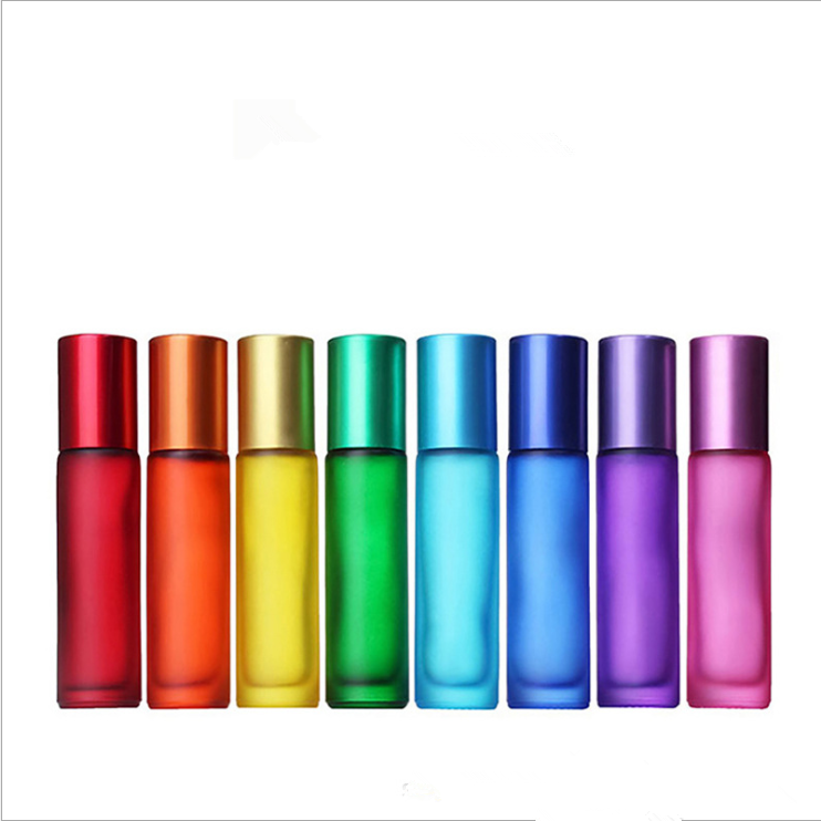 empty ecofriendly glass matte perfume essential oil  roll on bottle necklace deodorant clear blue amber 3ml 5ml 8ml 10ml