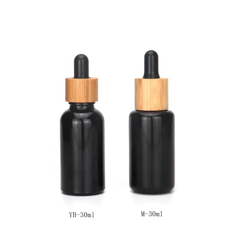 empty essential oil bottle packaging black violet optical glass 30ml glass bottle with dropper