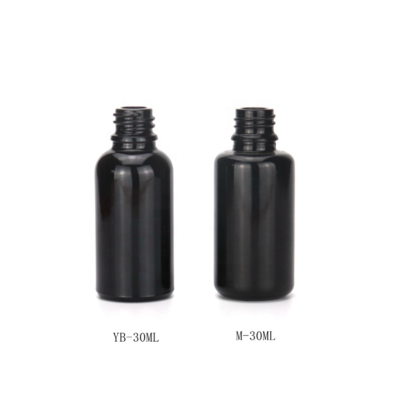 empty essential oil bottle packaging black violet optical glass 30ml glass bottle with dropper