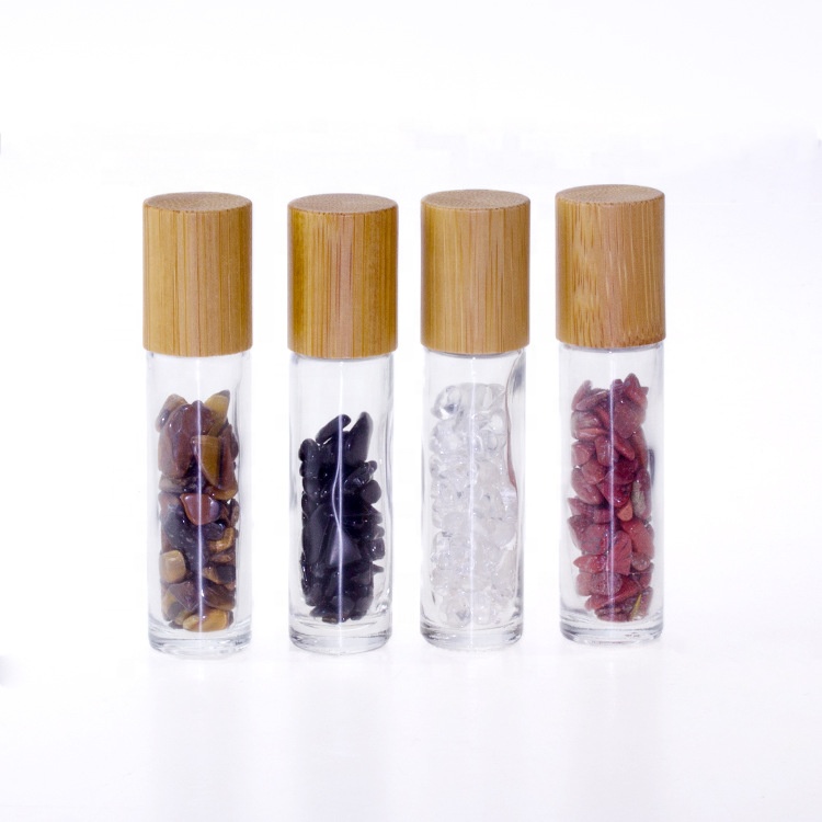 empty fancy essential oil roller bottle 10ml refillable luxury bamboo roll on lip gloss bottles