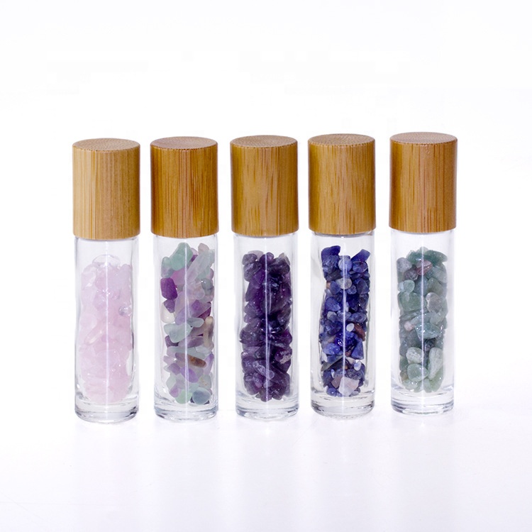 empty fancy essential oil roller bottle 10ml refillable luxury bamboo roll on lip gloss bottles