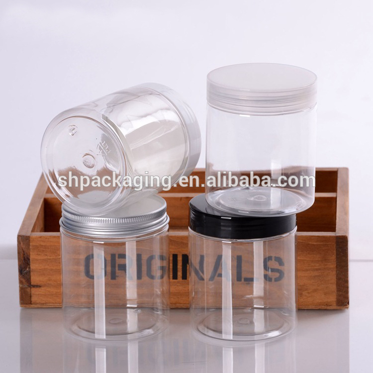 empty food container PET plastic jar 250 ml cosmetic cream jars 250g clear pet 68 caliber PP cap 8oz plastic jar
