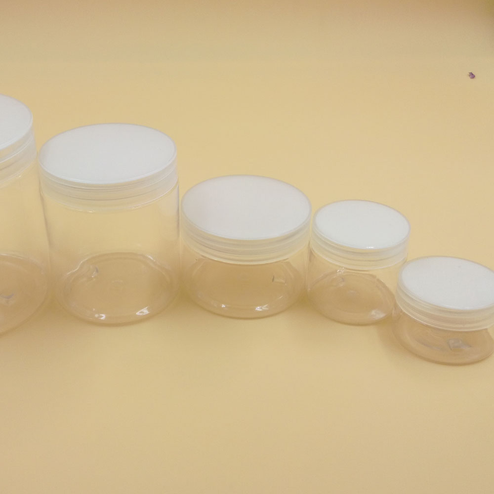 empty food container PET plastic jar 250 ml cosmetic cream jars 250g clear pet 68 caliber PP cap 8oz plastic jar