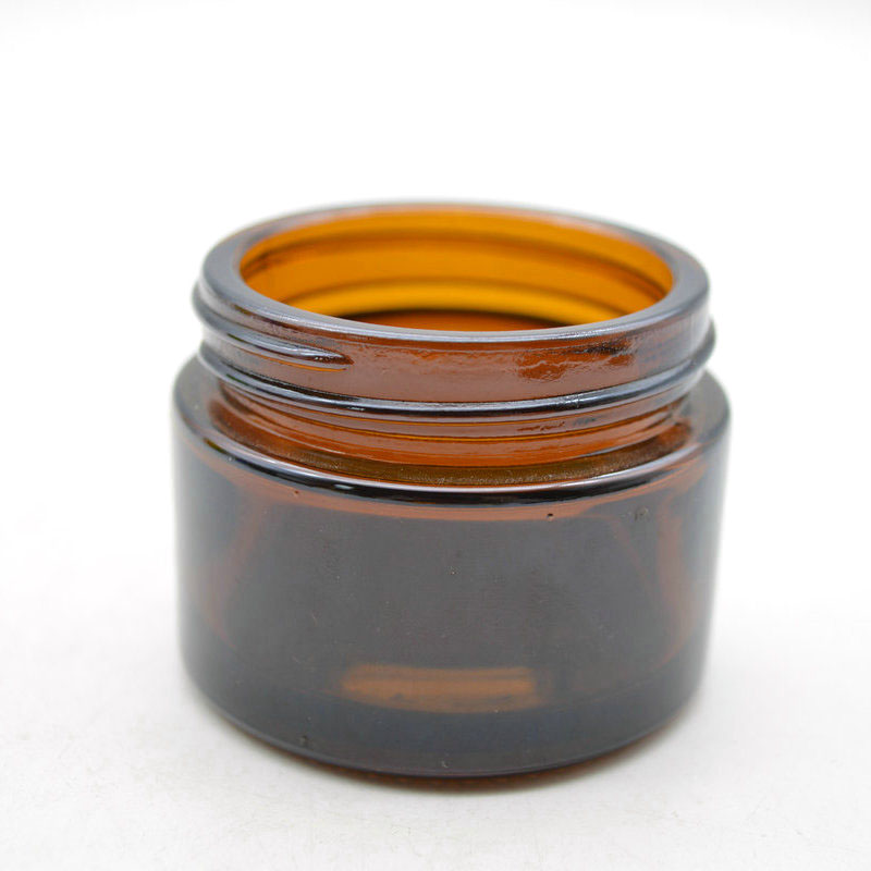 empty food grade cosmetic body scrub container 50ml amber glass jar with black lids