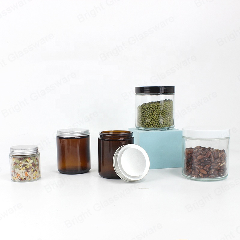 empty food storage glass jar straight sided mason jar with screw top lid