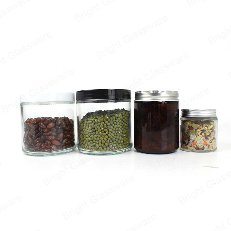 empty food storage glass jar straight sided mason jar with screw top lid
