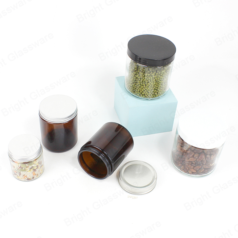 empty food storage glass jar straight sided mason jar with screw top lid