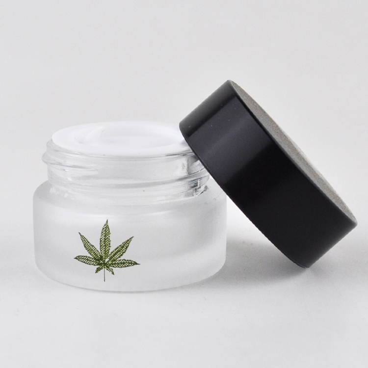 empty frosted clear 15ml 30ml 50ml glass cosmetic cream jars with black lid