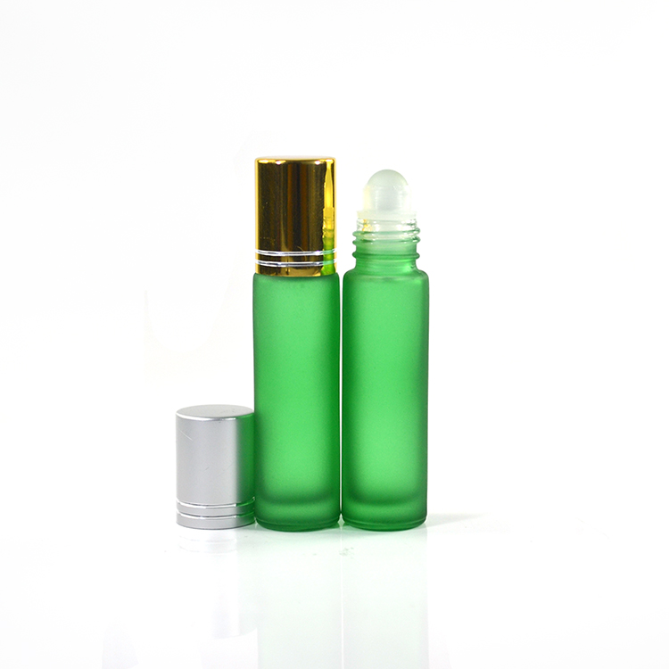 empty frosted clear amber blue green matte black 10ml glass roller ball bottles for essential oils and attar