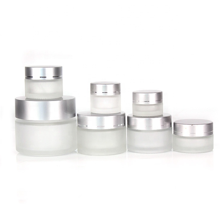 empty frosted cream glass cosmetic jar 5g 10g 15g 20g 30g 50g