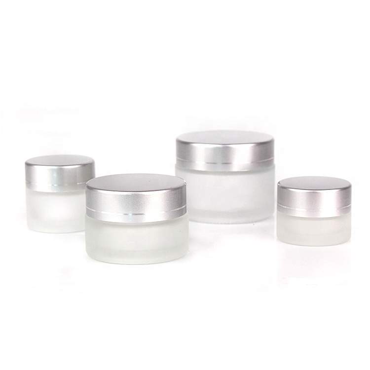 empty frosted cream glass cosmetic jar 5g 10g 15g 20g 30g 50g