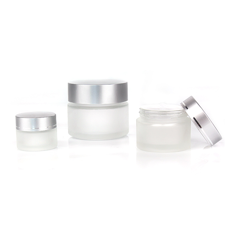 empty frosted cream glass cosmetic jar 5g 10g 15g 20g 30g 50g