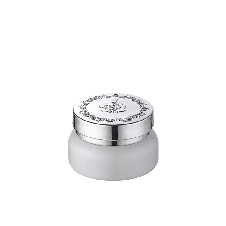 empty frosted glass aluminum cap container for skincare eye cream lotion glass jar