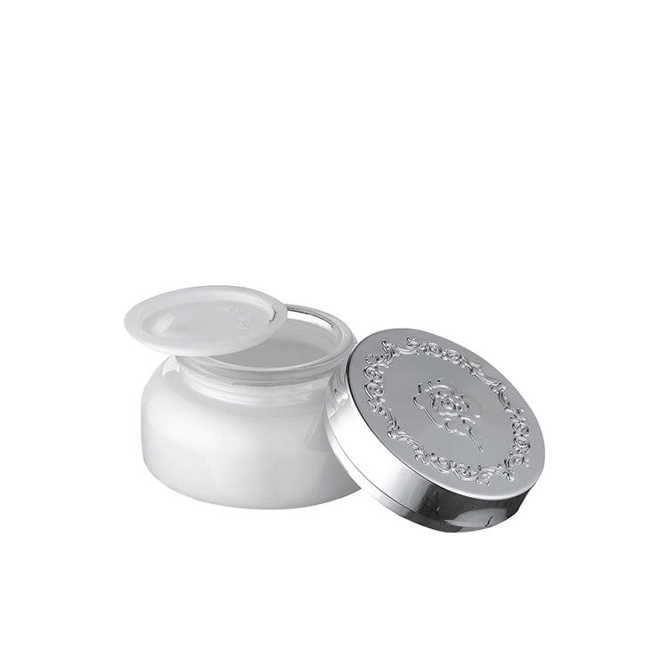 empty frosted glass aluminum cap container for skincare eye cream lotion glass jar