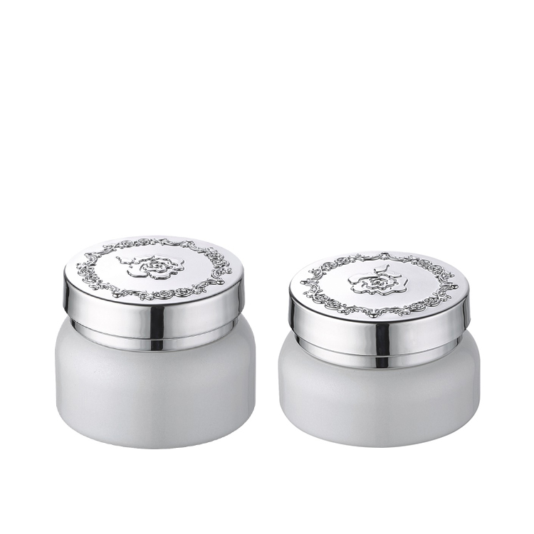 empty frosted glass aluminum cap container for skincare eye cream lotion glass jar