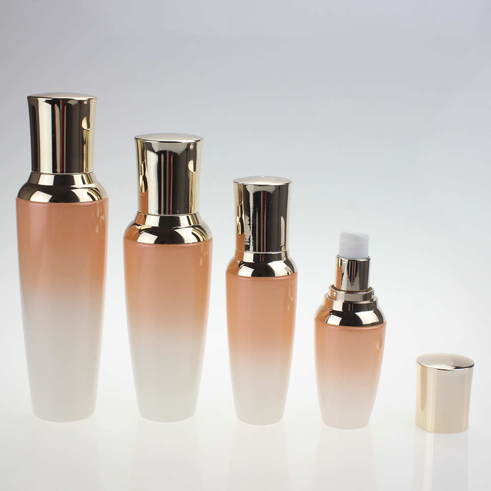 empty glass gradual change color 20ml 30ml 50ml 100ml 120ml lotion pump bottle and cream jar in 20g 30g 50g