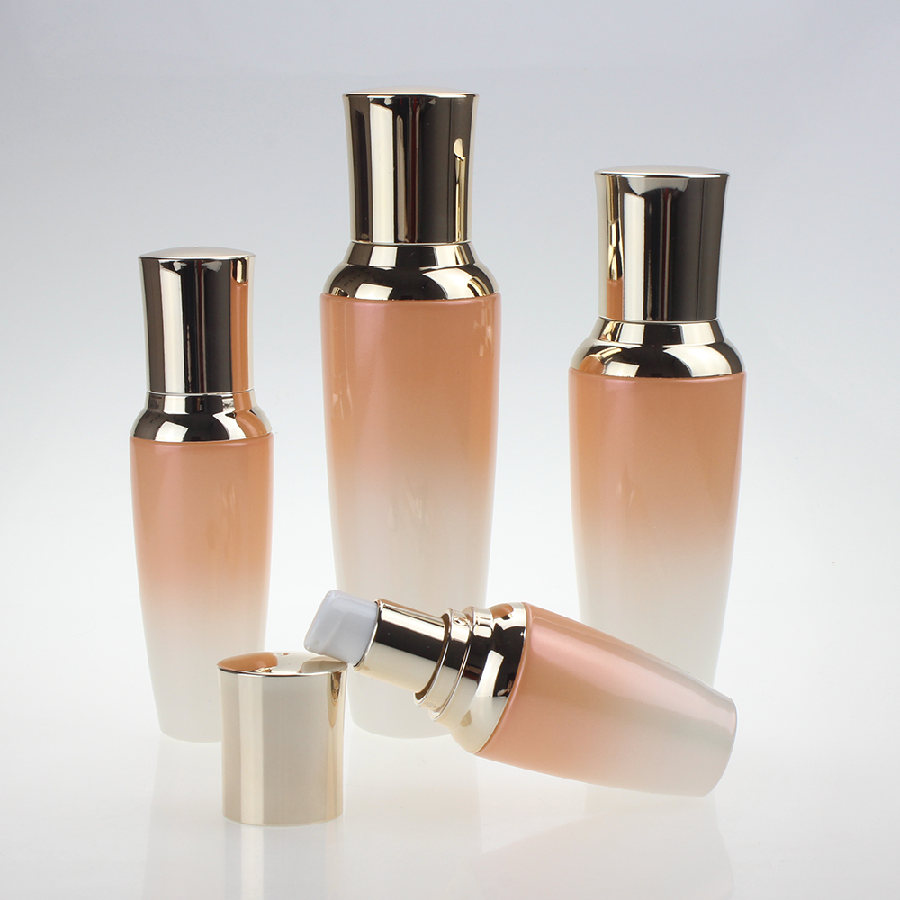 empty glass gradual change color 20ml 30ml 50ml 100ml 120ml lotion pump bottle and cream jar in 20g 30g 50g
