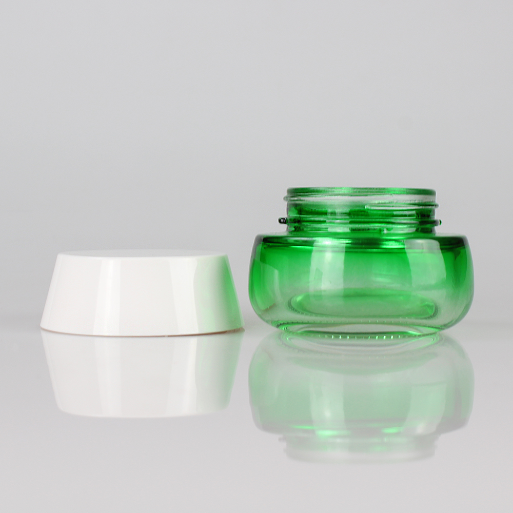 empty green glass cosmetic set of 45ml 110ml 160mll Lotion Pump bottle packaging and 50g cream jar with white cap