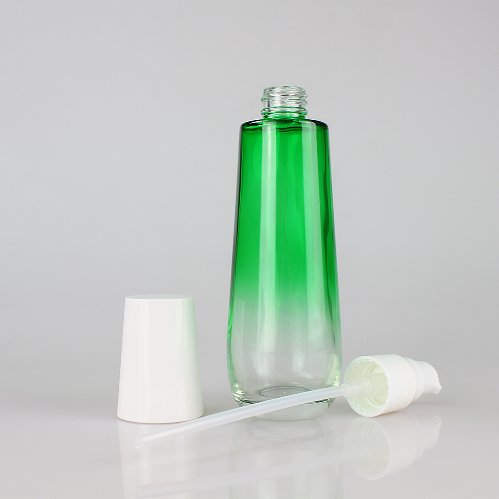 empty green glass cosmetic set of 45ml 110ml 160mll Lotion Pump bottle packaging and 50g cream jar with white cap