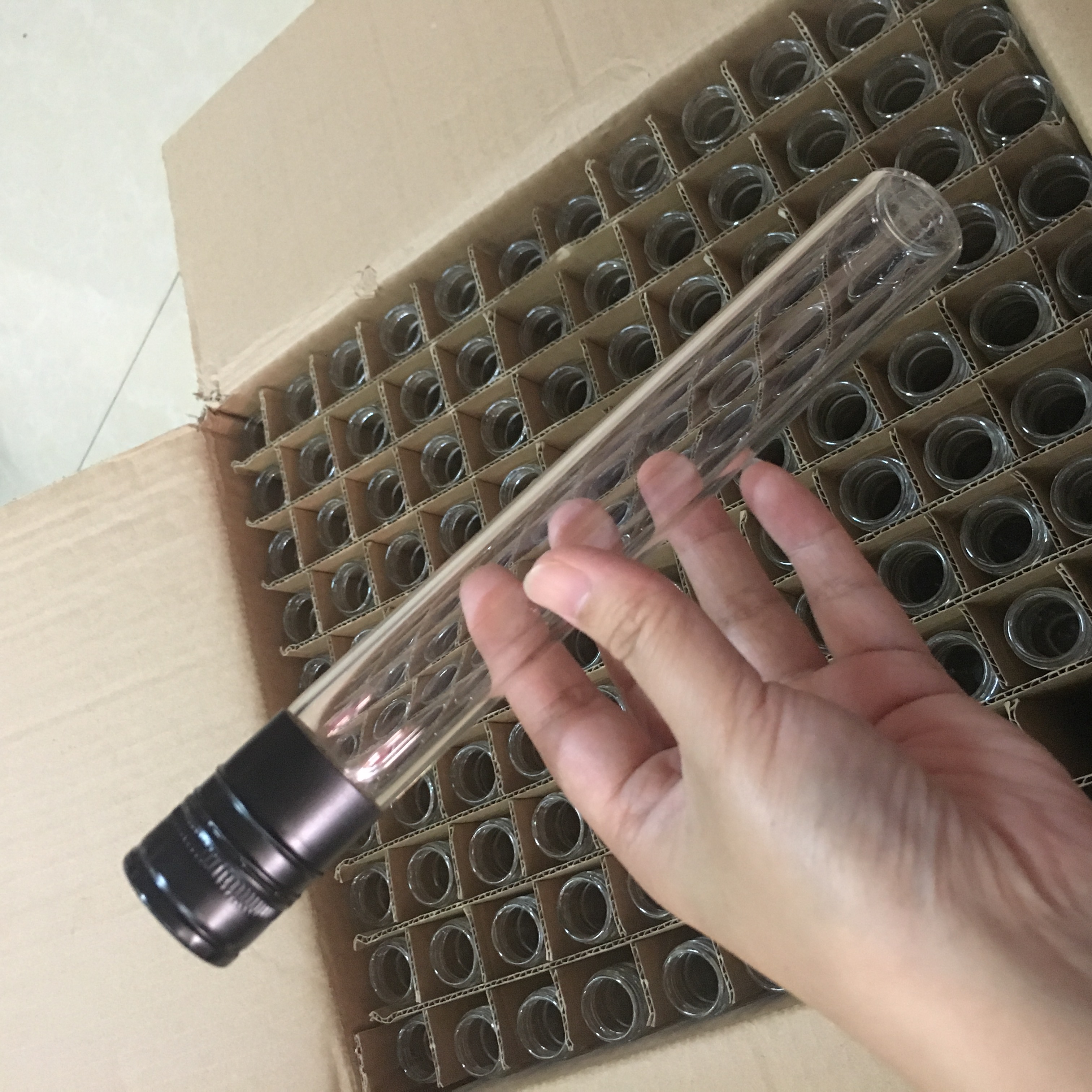 empty high borosilicate 100 ml glass tube bottles wine bottle
