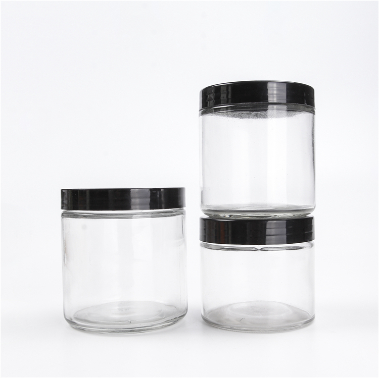empty high borosilicate air tight storage jars containers with plastic lid glass jars