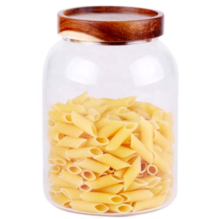 empty high borosilicate glass jars glass unique jars containers with acacia wood lid