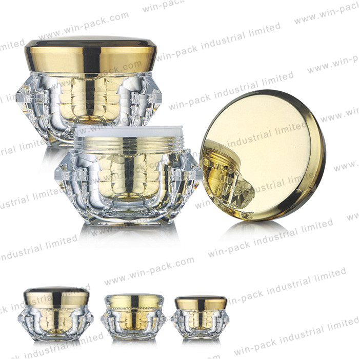 empty luxury cosmetic gold diamond shaped plastic acrylic body lotion cream jar china supplier 5G 15G 30G 50G 100G