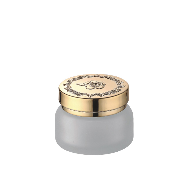 empty luxury frosted glass container for skincare eye cream lotion glass jar