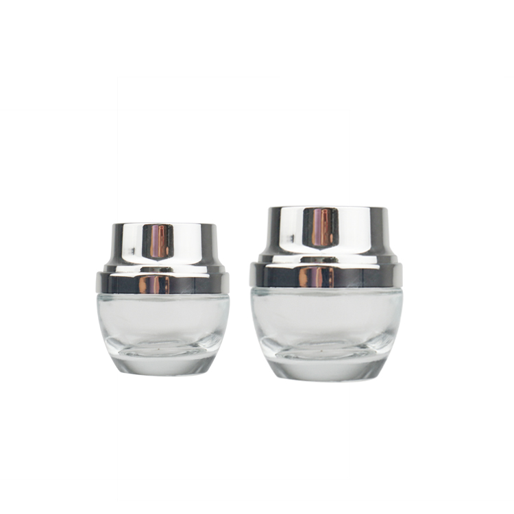 empty luxury frosted glass cream packaging bottle cosmetic jar