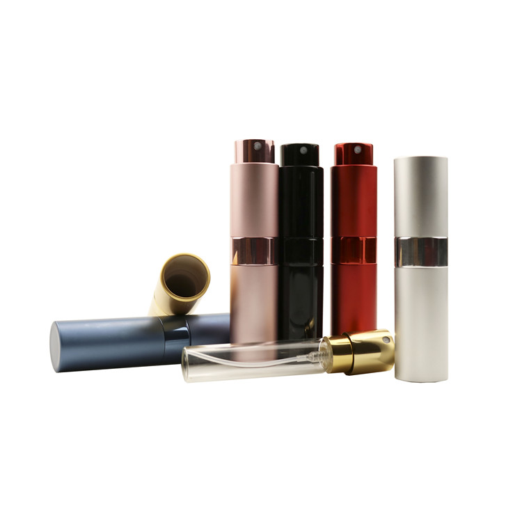 empty luxury rotary Pocket refill aluminum metal perfume atomizer spray bottle 8ml 10ml 15ml 20ml glass inner with custom logo
