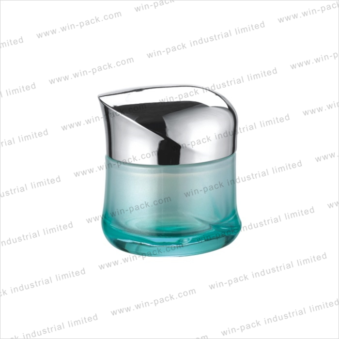 empty luxury unique green cosmetic glass jar for face cream 30g 50g new products