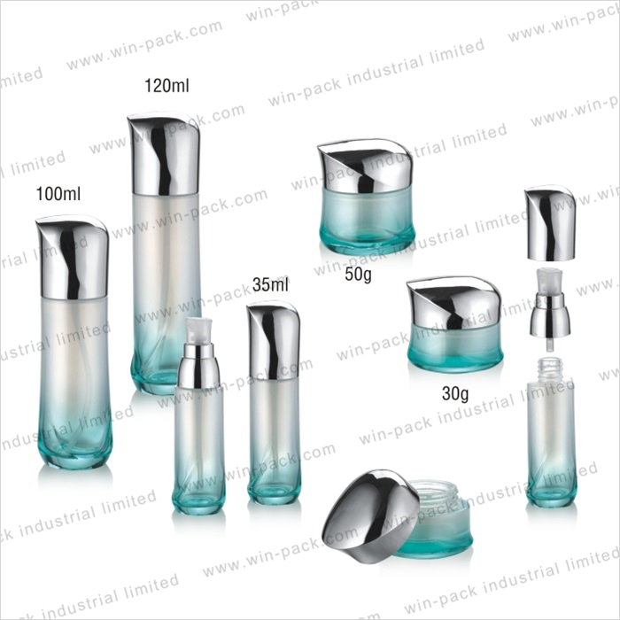 empty luxury unique green cosmetic glass jar for face cream 30g 50g new products