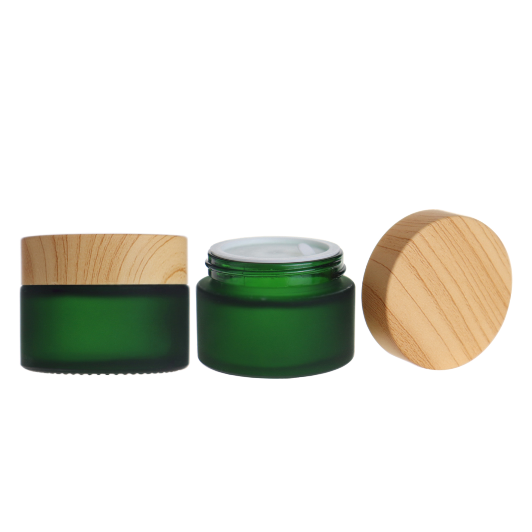 empty matte frosted green 30g 1 oz small borosilicate eye cream jars with lids