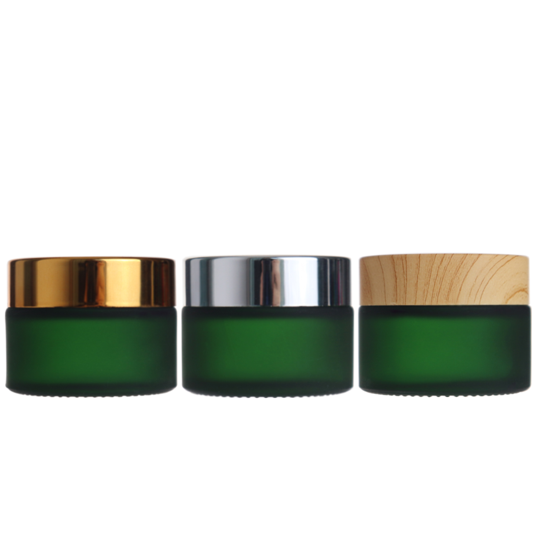 empty matte frosted green 30g 1 oz small borosilicate eye cream jars with lids