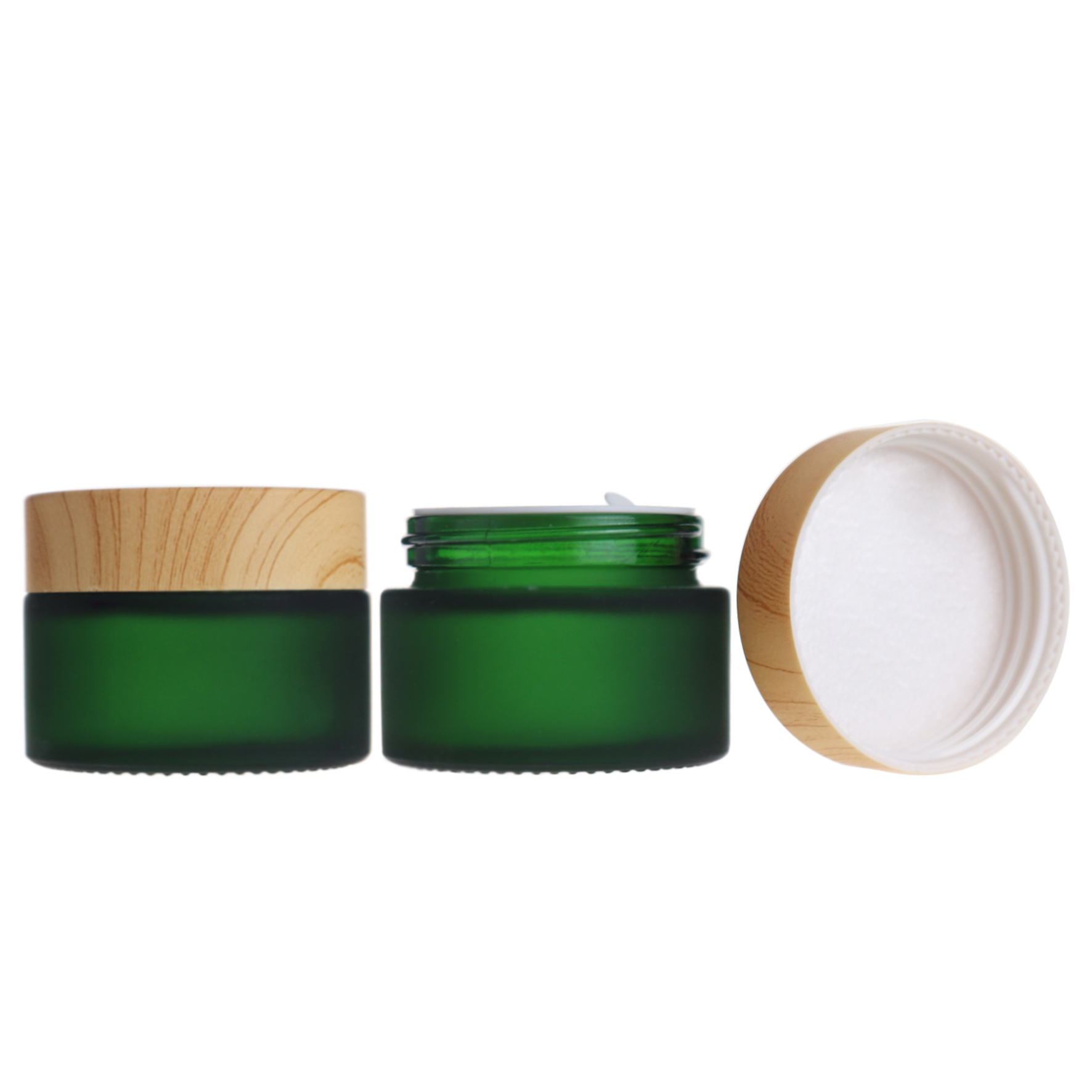 empty matte frosted green 30g 1 oz small borosilicate eye cream jars with lids