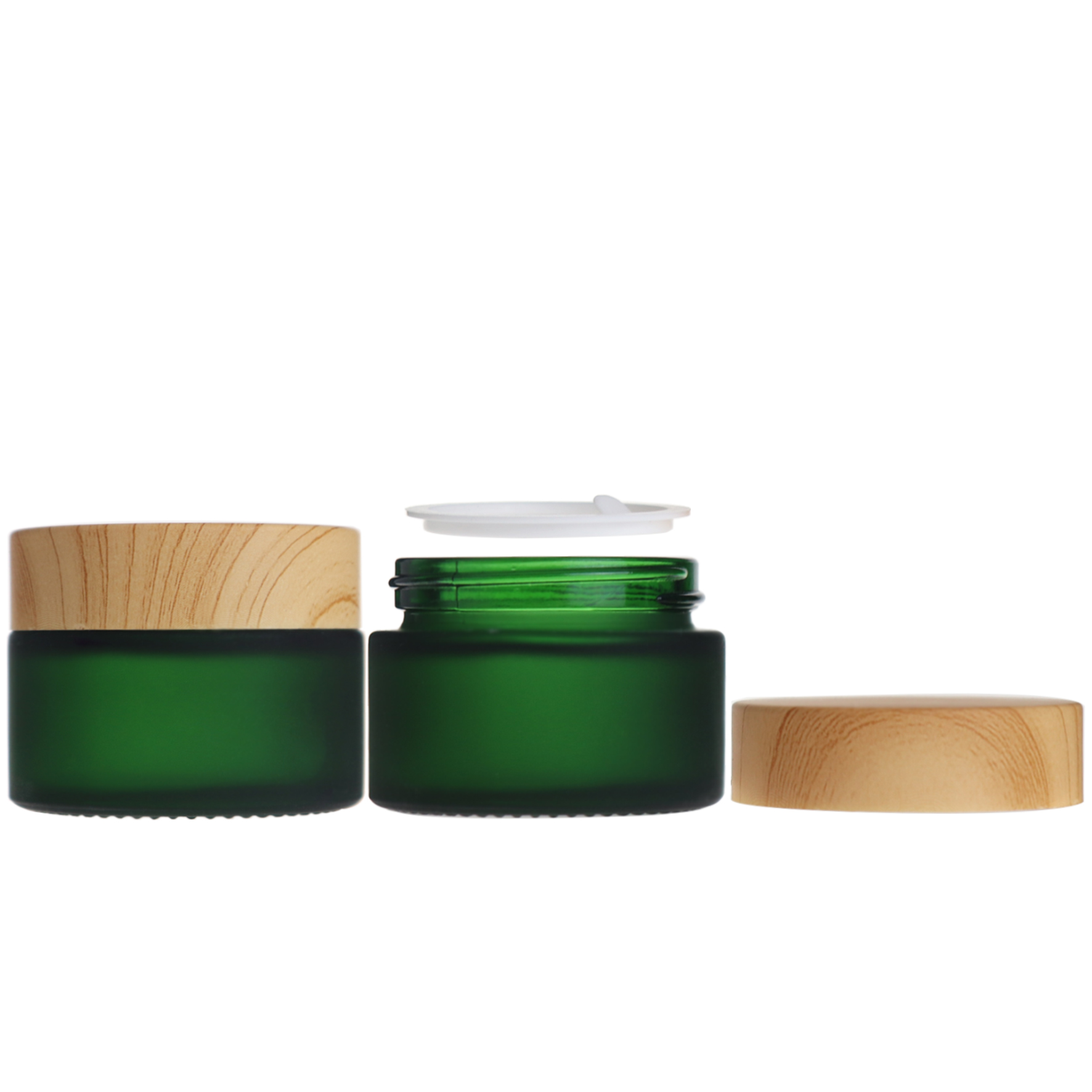 empty matte frosted green 30g 1 oz small borosilicate eye cream jars with lids